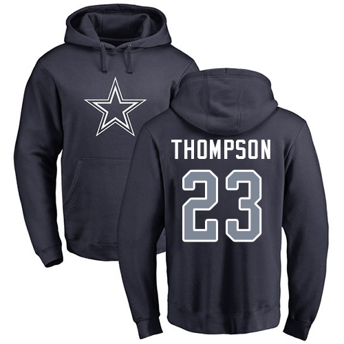 Men Dallas Cowboys Navy Blue Darian Thompson Name and Number Logo #23 Pullover NFL Hoodie Sweatshirts